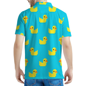 8-Bit Rubber Duck Pattern Print Men's Polo Shirt