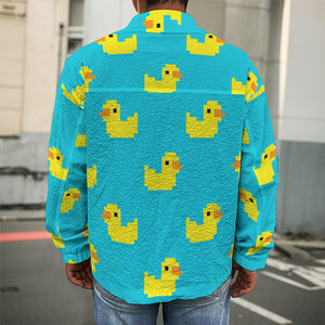 8-Bit Rubber Duck Pattern Print Men's Shirt Jacket