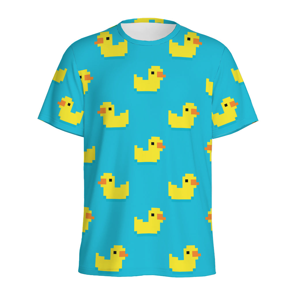 8-Bit Rubber Duck Pattern Print Men's Sports T-Shirt