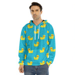 8-Bit Rubber Duck Pattern Print Men's Velvet Pullover Hoodie