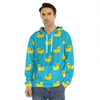 8-Bit Rubber Duck Pattern Print Men's Velvet Pullover Hoodie