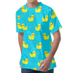 8-Bit Rubber Duck Pattern Print Men's Velvet T-Shirt