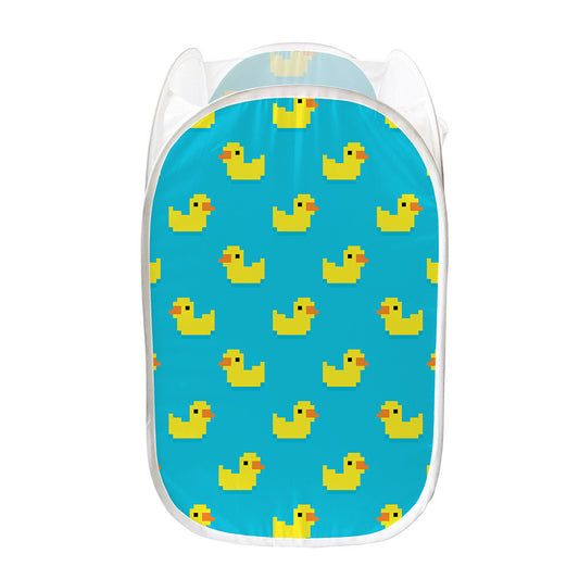 8-Bit Rubber Duck Pattern Print Mesh Laundry Hamper