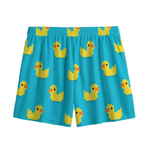 8-Bit Rubber Duck Pattern Print Mesh Shorts