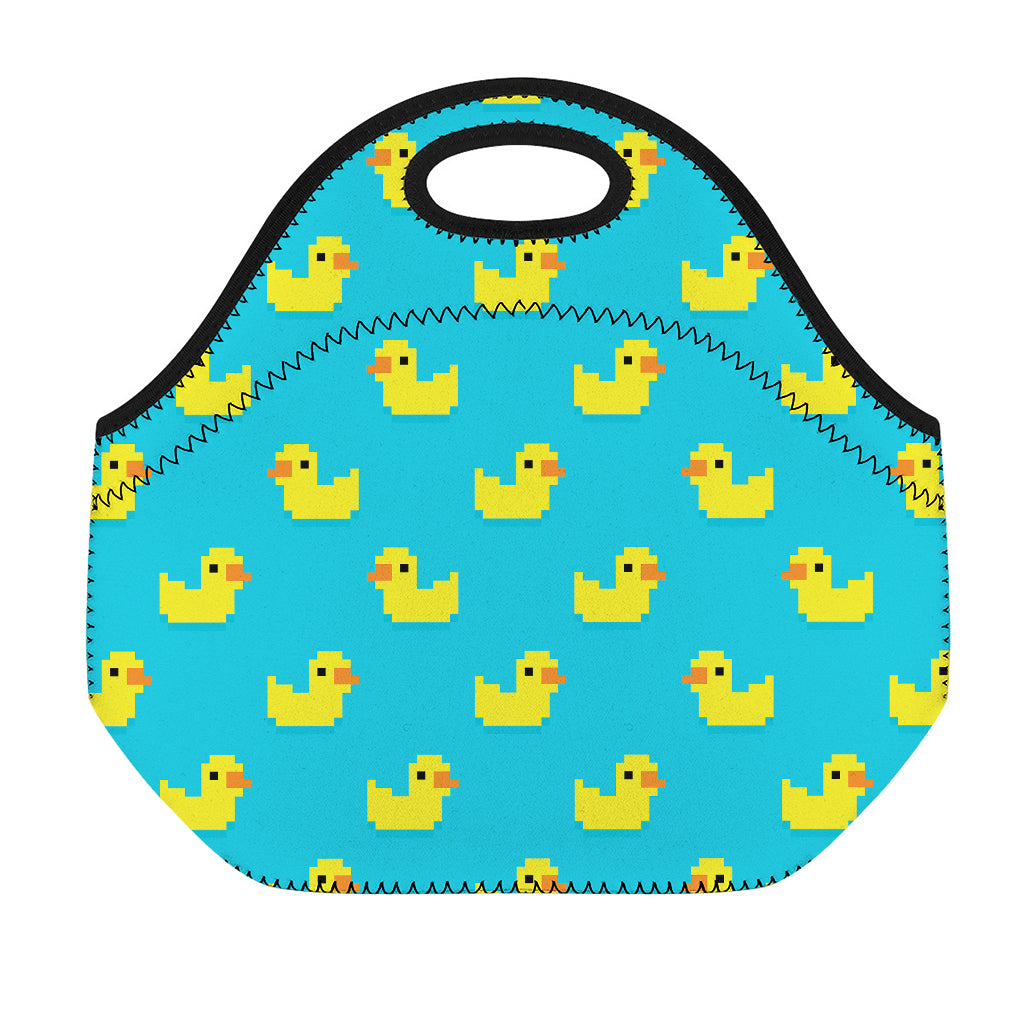 8-Bit Rubber Duck Pattern Print Neoprene Lunch Bag