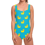 8-Bit Rubber Duck Pattern Print One Piece Swimsuit