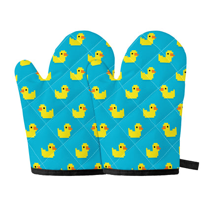 8-Bit Rubber Duck Pattern Print Oven Mitts