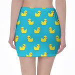 8-Bit Rubber Duck Pattern Print Pencil Mini Skirt