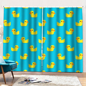 8-Bit Rubber Duck Pattern Print Pencil Pleat Curtains