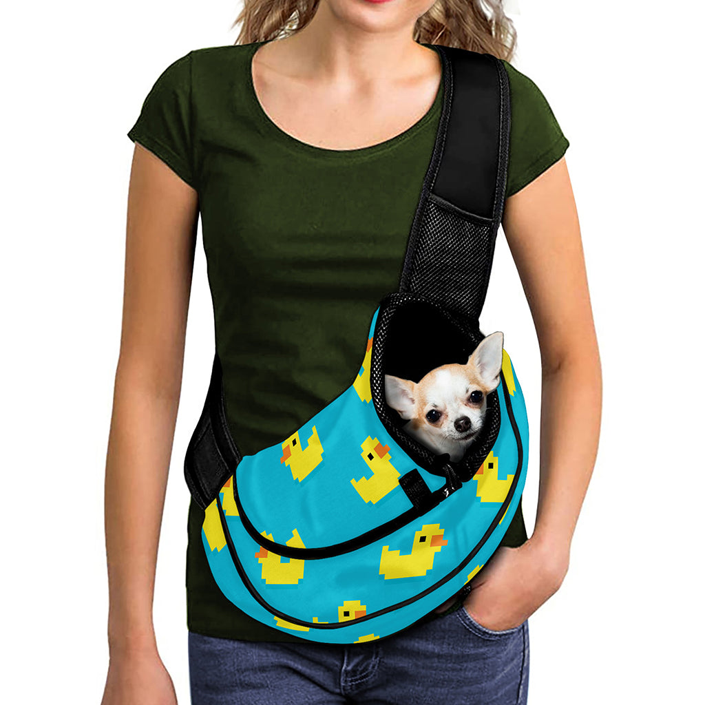 8-Bit Rubber Duck Pattern Print Pet Sling Carrier