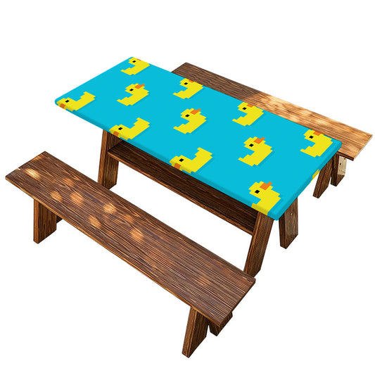 8-Bit Rubber Duck Pattern Print Picnic Table Cover