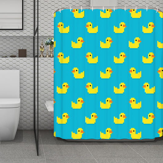 8-Bit Rubber Duck Pattern Print Polyester Shower Curtain