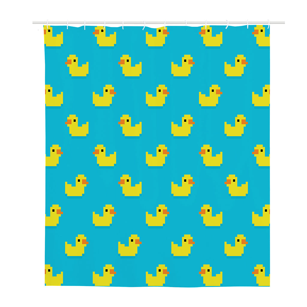 8-Bit Rubber Duck Pattern Print Polyester Shower Curtain