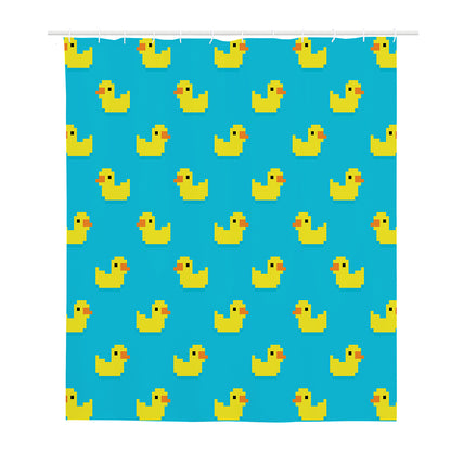 8-Bit Rubber Duck Pattern Print Polyester Shower Curtain