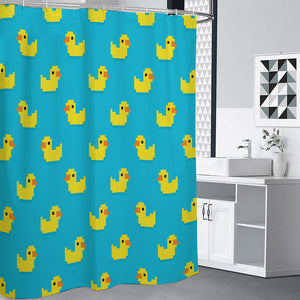 8-Bit Rubber Duck Pattern Print Premium Shower Curtain