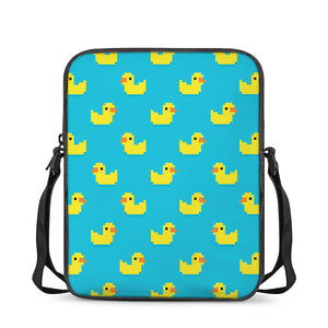 8-Bit Rubber Duck Pattern Print Rectangular Crossbody Bag