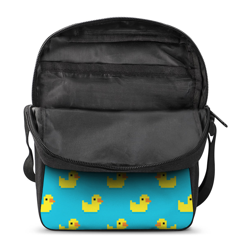 8-Bit Rubber Duck Pattern Print Rectangular Crossbody Bag