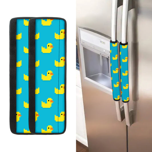 8-Bit Rubber Duck Pattern Print Refrigerator Handle Covers