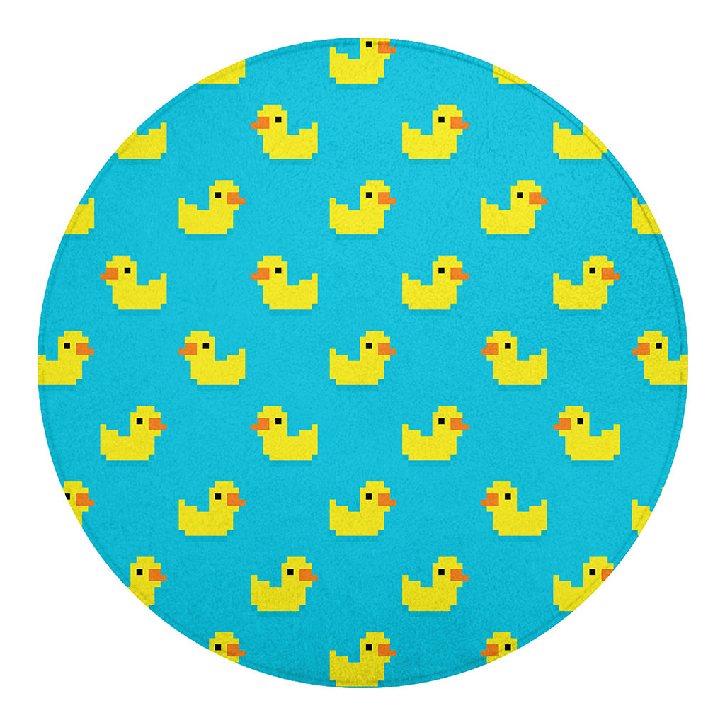 8-Bit Rubber Duck Pattern Print Round Blanket