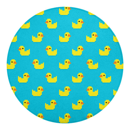 8-Bit Rubber Duck Pattern Print Round Blanket