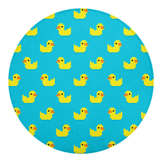 8-Bit Rubber Duck Pattern Print Round Blanket
