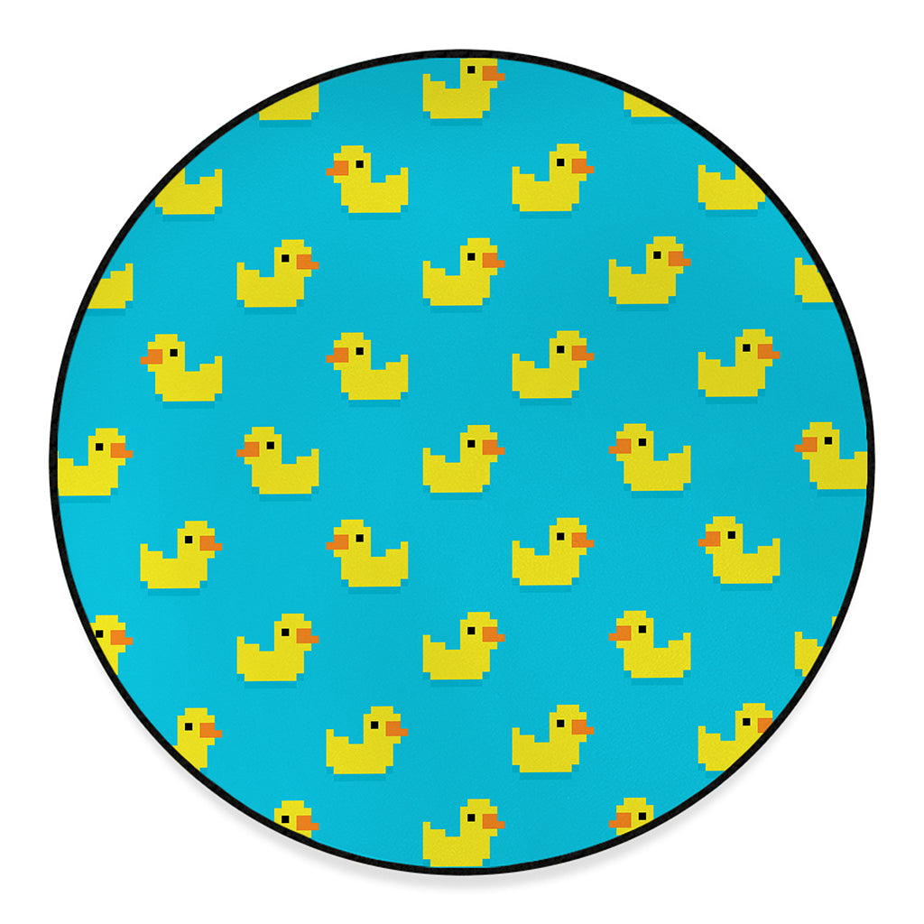 8-Bit Rubber Duck Pattern Print Round Floor Mat