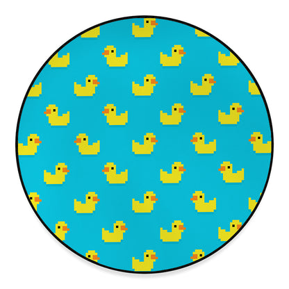 8-Bit Rubber Duck Pattern Print Round Floor Mat