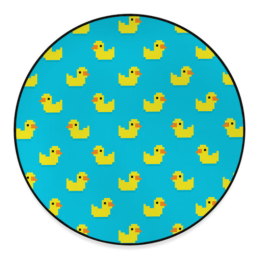 8-Bit Rubber Duck Pattern Print Round Floor Mat