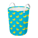 8-Bit Rubber Duck Pattern Print Round Laundry Basket