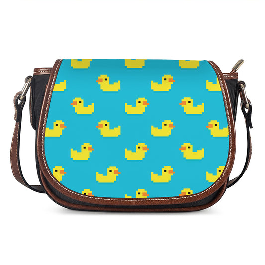 8-Bit Rubber Duck Pattern Print Saddle Bag