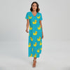 8-Bit Rubber Duck Pattern Print Short Sleeve Maxi Dress