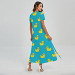 8-Bit Rubber Duck Pattern Print Short Sleeve Maxi Dress