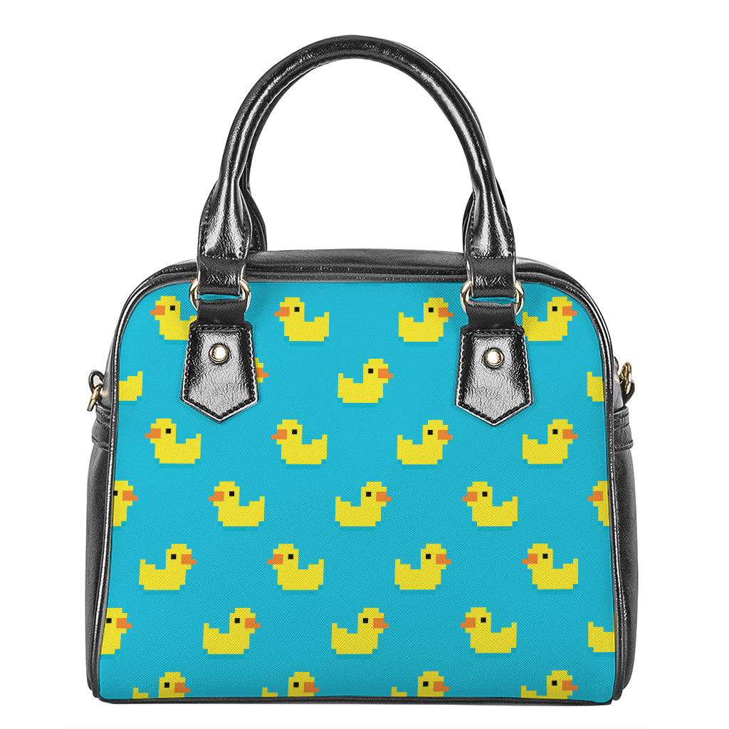 8-Bit Rubber Duck Pattern Print Shoulder Handbag