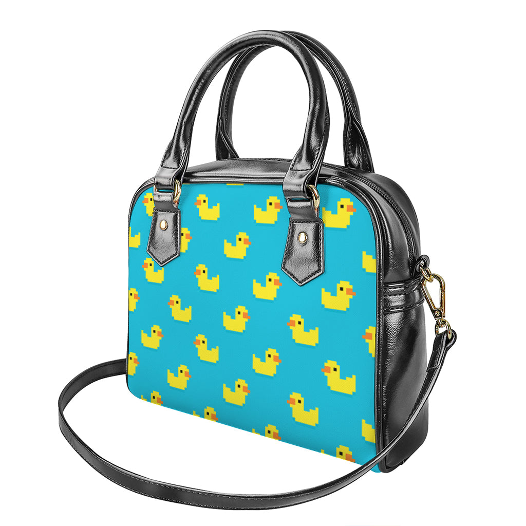 8-Bit Rubber Duck Pattern Print Shoulder Handbag