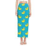 8-Bit Rubber Duck Pattern Print Side Slit Maxi Skirt