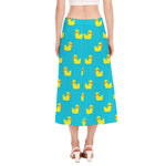 8-Bit Rubber Duck Pattern Print Side Slit Midi Skirt