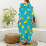 8-Bit Rubber Duck Pattern Print Silk V-Neck Kaftan Dress