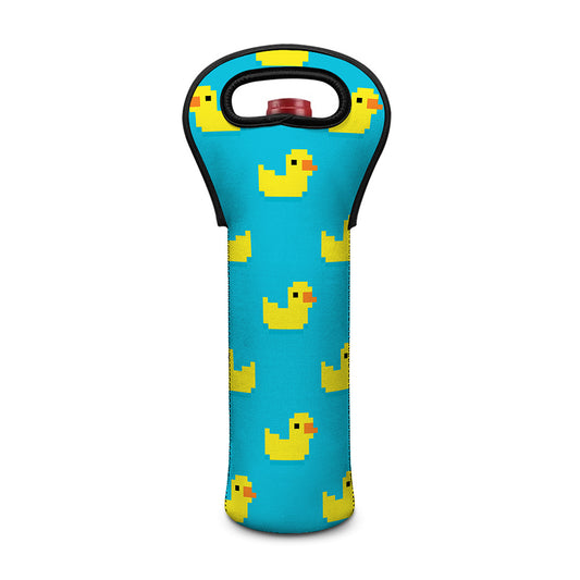 8-Bit Rubber Duck Pattern Print Single Neoprene Wine Tote