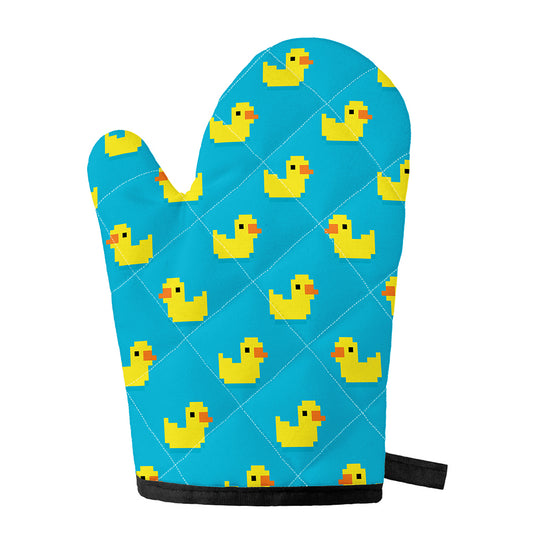 8-Bit Rubber Duck Pattern Print Single Oven Mitt