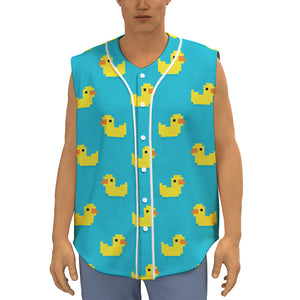 8-Bit Rubber Duck Pattern Print Sleeveless Baseball Jersey