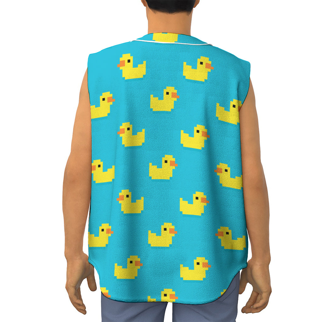 8-Bit Rubber Duck Pattern Print Sleeveless Baseball Jersey