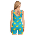 8-Bit Rubber Duck Pattern Print Sleeveless One Piece Swimsuit