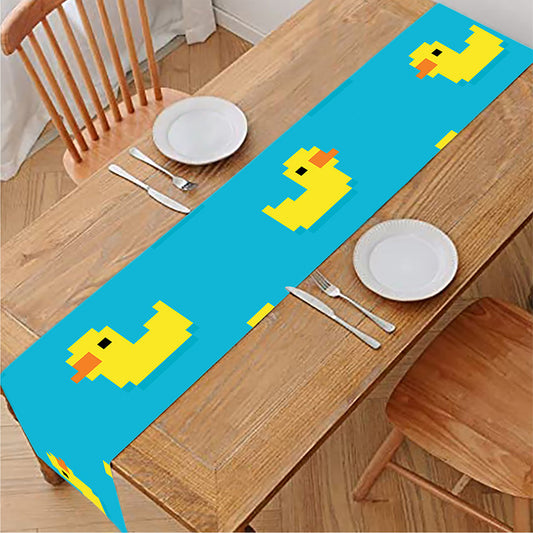 8-Bit Rubber Duck Pattern Print Table Runner