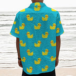 8-Bit Rubber Duck Pattern Print Textured Short Sleeve Shirt