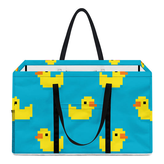 8-Bit Rubber Duck Pattern Print Utility Tote Bag