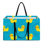 8-Bit Rubber Duck Pattern Print Utility Tote Bag