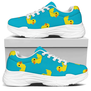 8-Bit Rubber Duck Pattern Print White Chunky Shoes