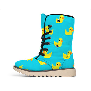 8-Bit Rubber Duck Pattern Print Winter Boots