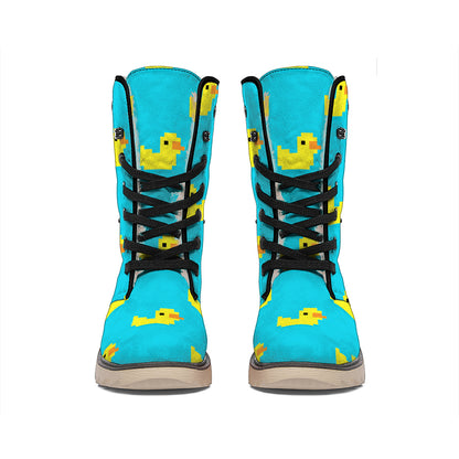 8-Bit Rubber Duck Pattern Print Winter Boots