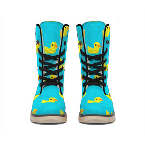 8-Bit Rubber Duck Pattern Print Winter Boots